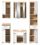 Badm�bel Set 5-teilig Mambo in wei� Hochglanz und Sonoma Eiche Badkombination 164 x 191 cm