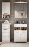 Badm�bel Set 4-teilig Mambo in wei� Hochglanz und Sonoma Eiche Badkombination 112 x 191 cm