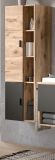 Badezimmer Midischrank Oderzo in Eiche und grau Badschrank 48 x 144 cm Soft-Close