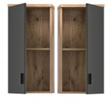 Badezimmer H�ngeschrank Oderzo in Eiche und grau Badschrank 37 x 75 cm Soft-Close