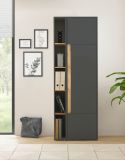 Aktenregal Center in grau matt und Wotan Eiche Standregal f�r Homeoffice und B�ro 20 x 200 cm