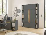 Aktenregal Center in grau matt und Wotan Eiche Standregal f�r Homeoffice und B�ro 20 x 200 cm