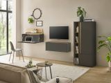 Aktenregal Center in grau matt und Wotan Eiche Standregal f�r Homeoffice und B�ro 20 x 158 cm