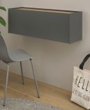 Sekret�r Center in grau matt und Wotan Eiche Wandsekret�r f�r Homeoffice und B�ro 100 cm