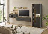 B�roregal Center in grau matt und Wotan Eiche Wandregal f�r Homeoffice und B�ro 140 cm
