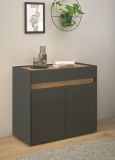 B�ro Kommode Center in grau matt und Wotan Eiche B�roschrank f�r Homeoffice und B�ro 80 x 70 cm