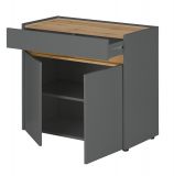 B�ro Kommode Center in grau matt und Wotan Eiche B�roschrank f�r Homeoffice und B�ro 80 x 70 cm