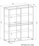 B�roschrank Highboard Center in grau matt und Wotan Eiche Stauraumschrank f�r Homeoffice und B�ro 100 x 122 cm