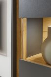 Wohnwand mit Sekret�r Center in grau matt und Wotan Eiche Wohnkombination 6-teilig 340 x 200 cm