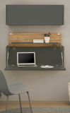 B�rom�bel Set Center in grau matt und Wotan Eiche B�roschrank und Sekret�r h�ngend f�r Homeoffice 100 cm