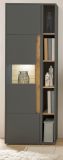 Aktenschrank Set Center in grau matt und Wotan Eiche Vitrine und Regal f�r Homeoffice 70 x 200 cm