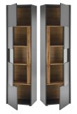 Aktenschrank Set Center in grau matt und Wotan Eiche Vitrine und Regal f�r Homeoffice 70 x 200 cm