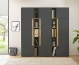 Aktenschrank Set Center in grau mit Wotan Eiche 3x Schrank und 2x Regal B�ro und Homeoffice 190 x 200 cm
