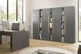 Aktenschrank Set Center in grau mit Wotan Eiche 3x Schrank und 2x Regal B�ro und Homeoffice 190 x 200 cm