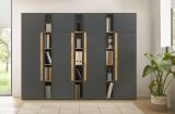 Aktenschrank Set Center in grau mit Wotan Eiche 4x Schrank und 3x Regal B�ro Homeoffice 260 cm