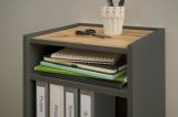 B�rom�bel Set Center in grau matt und Wotan Eiche mit Schreibtisch, Kommode und Aktenregal f�r Homeoffice