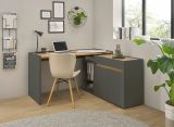 B�rom�bel Set Center in grau matt und Wotan Eiche mit Schreibtisch, Kommode und Aktenregal f�r Homeoffice