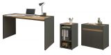 B�rom�bel Set Center in grau matt und Wotan Eiche mit Schreibtisch, Kommode und Aktenregal f�r Homeoffice