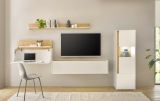 Aktenschrank Center in wei� und Wotan Eiche Vitrine f�r Homeoffice und B�ro 50 x 158 cm