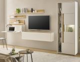 Sekret�r Center in wei� und Wotan Eiche Wandsekret�r f�r Homeoffice und B�ro 100 cm
