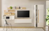 Sekret�r Center in wei� und Wotan Eiche Wandsekret�r f�r Homeoffice und B�ro 100 cm
