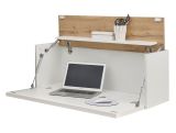 Sekret�r Center in wei� und Wotan Eiche Wandsekret�r f�r Homeoffice und B�ro 100 cm