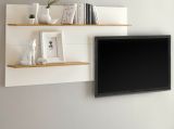 Wandregal Center in wei� und Wotan Eiche Wandpaneel f�r Homeoffice und B�ro 155 x 80 cm