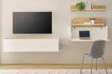 B�roregal Center in Wotan Eiche und wei� Wandregal f�r Homeoffice und B�ro 100 cm