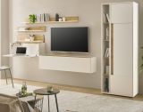 B�roregal Center in Wotan Eiche und wei� Wandregal f�r Homeoffice und B�ro 100 cm