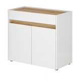 B�ro Kommode Center in wei� und Wotan Eiche B�roschrank f�r Homeoffice und B�ro 80 x 70 cm
