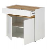 B�ro Kommode Center in wei� und Wotan Eiche B�roschrank f�r Homeoffice und B�ro 80 x 70 cm