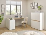 B�roschrank Highboard Center in wei� und Wotan Eiche Stauraumschrank f�r Homeoffice und B�ro 100 x 122 cm
