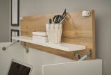 Wohnwand mit Sekret�r Center in wei� und Wotan Eiche Wohnkombination 5-teilig 410 x 170 cm