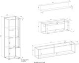 Wohnwand mit Sekret�r Center in wei� und Wotan Eiche Wohnkombination 5-teilig 410 x 170 cm