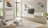 Wohnwand mit Sekret�r Center in wei� und Wotan Eiche Wohnkombination 5-teilig 470 x 180 cm