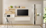 Wohnwand mit Sekret�r Center in wei� und Wotan Eiche Wohnkombination 6-teilig 340 x 200 cm