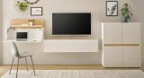 Wohnwand mit Sekret�r Center in wei� und Wotan Eiche Wohnkombination 3-teilig 370 cm