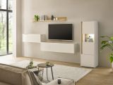 Wohnwand mit Sekret�r Center in wei� und Wotan Eiche Wohnkombination 4-teilig 320 x 170 cm
