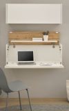 B�rom�bel Set Center in wei� und Wotan Eiche B�roschrank und Sekret�r h�ngend f�r Homeoffice 100 cm