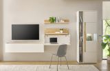 Wohnwand mit Sekret�r Center in wei� und Wotan Eiche Wohnkombination 5-teilig 340 x 200 cm