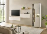 Wohnwand mit Sekret�r Center in wei� und Wotan Eiche Wohnkombination 5-teilig 340 x 200 cm