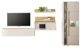 Wohnwand mit Sekret�r Center in wei� und Wotan Eiche Wohnkombination 5-teilig 340 x 200 cm