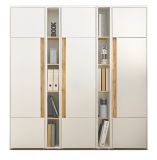 Aktenschrank Set Center in wei� und Wotan Eiche 3 x Stauraumschrank und 2 x Regal f�r Homeoffice 190 x 200 cm