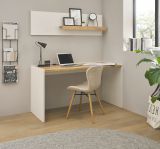 B�rom�bel Set Center in wei� und Wotan Eiche mit Schreibtisch und Regal f�r Homeoffice