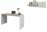 B�rom�bel Set Center in wei� und Wotan Eiche mit Schreibtisch und Regal f�r Homeoffice