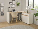 B�rom�bel Set Center in wei� und Wotan Eiche mit Schreibtisch, Kommode und Aktenregal f�r Homeoffice