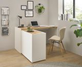 B�rom�bel Set Center in wei� und Wotan Eiche mit Schreibtisch, Kommode und Aktenregal f�r Homeoffice