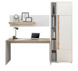 B�rom�bel Set Center in wei� und Wotan Eiche mit Schreibtisch, Aktenschrank und 2 x Regal f�r Homeoffice