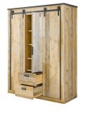 Kleiderschrank Stove in Used Wood hell und anthrazit Schiebet�rent�renschrank 3-t�rig mit Spiegel 163 x 209