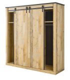 Kleiderschrank Stove in Used Wood hell und anthrazit Schiebet�rent�renschrank 3-t�rig mit Spiegel 201 x 209